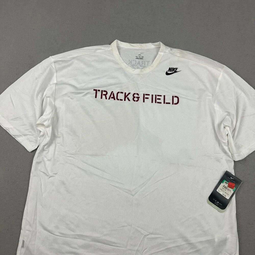 Nike Shirt Men Extra Large White Track & Field Dri-Fit Mesh Star Logo Running *